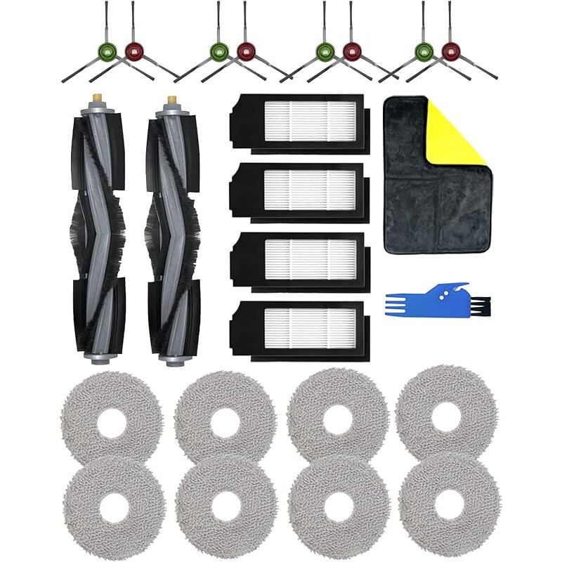 Ensemble de 24 pièces de Rechange pour Aspirateur Ecovacs deebot X1 Omni, X1e Omni,kit d&39accessoires X1 Turbo: 2 Brosses Prin - Forehill