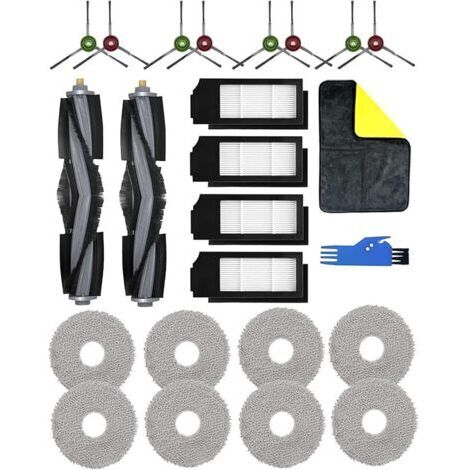 FOREHILL Ensemble de 24 pièces de Rechange pour Aspirateur Ecovacs DEEBOT X1 Omni, X1e Omni，kit d&39accessoires X1 Turbo: 2 Brosses Prin