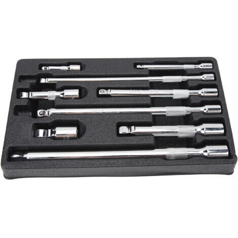 FOREHILL Ensemble de 9 barres d'extension oscillantes avec entraînements 1/4 po, 3/8 po, 1/2 po et plateau de rangement