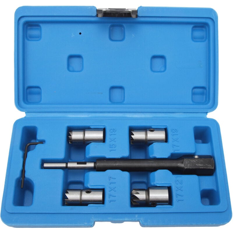 Forehill - Ensemble d'outils de coupe de siège d'injecteur diesel 5 pièces haute dureté robuste pratique avec clé hexagonale pour moteurs cdi
