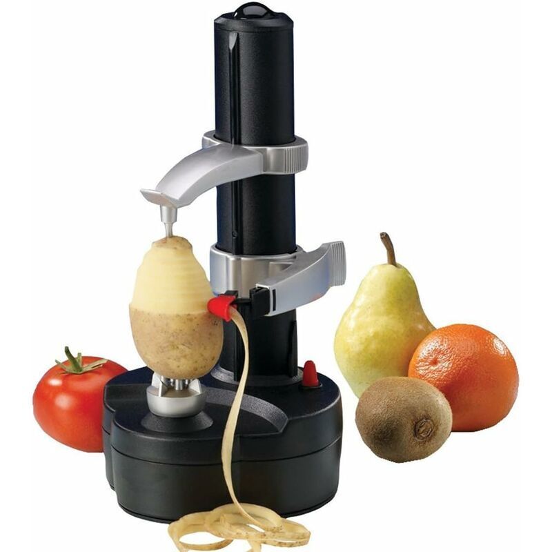 Forehill - plucheur De Fruits Et Légumes-Acier Inoxydable-Éplucheur Électrique-Éplucheur De Pommes-Coupe Pomme De Terre-Éplucheur Automatique (Noir)