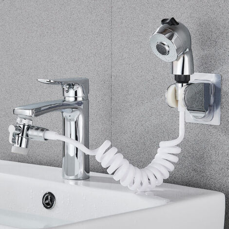 FOREHILL Handbrause-Schlauchsprüher für Waschbecken, Shampoo-Waschbecken-Schlauchsprüher-Aufsatz, einstellbarer Modus, Kupferventiladapter, keine Bohrung erforderlich