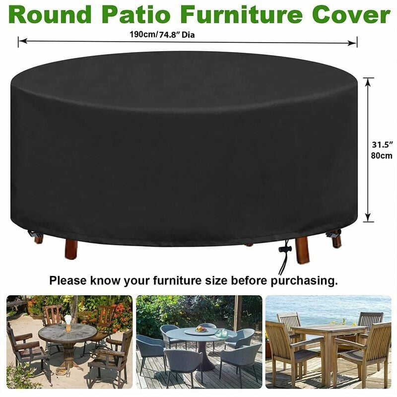 Housse De Protection Table Ronde De Jardin 230 x 110Cm, Housse Salon De Jardin Imperméable, 420D Oxford Bache Protection Table Exterieur Ronde