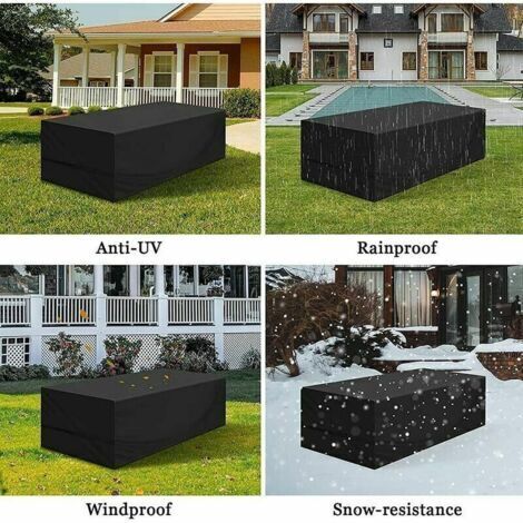 FOREHILL Housse Table de Jardin 170x94x70cm Noir 420D Tissu Oxford Impermable Rsistance Anti-UV Bache Table De Jardin Housses de Protection pour mobilier de Jardin avec Corde et Boucle de Verrouillage