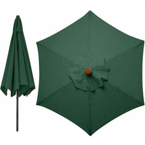 FOREHILL Housses de rechange pour parasol 3 mètres 6 bras Parasol de rechange pour auvent de jardin Housse de rechange pour parasol, auvent uniquement (vert)