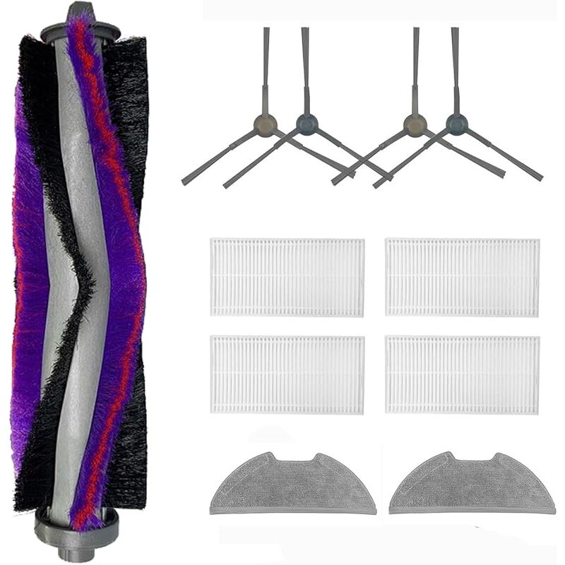 Kit accessoires de rechange pour aspirateur robot Eureka E10S, 1 brosse principale, 2 paires de brosses latérales, 4 filtres hepa - Forehill