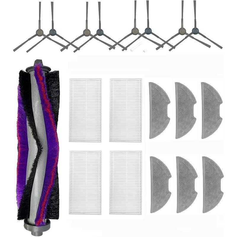 Kit accessoires de rechange pour aspirateur robot Eureka E10S, 1 brosse principale, 4 paires de brosses latérales, 4 filtres hepa - Forehill