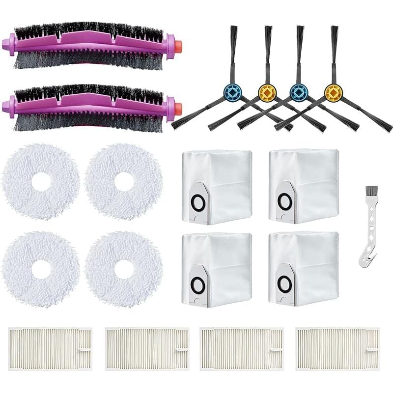Kit accessoires de rechange pour aspirateur robot eureka J12 Ultra, 2 brosses principales, 4 filtres, 4 chiffons, 4 sacs à poussi - Forehill