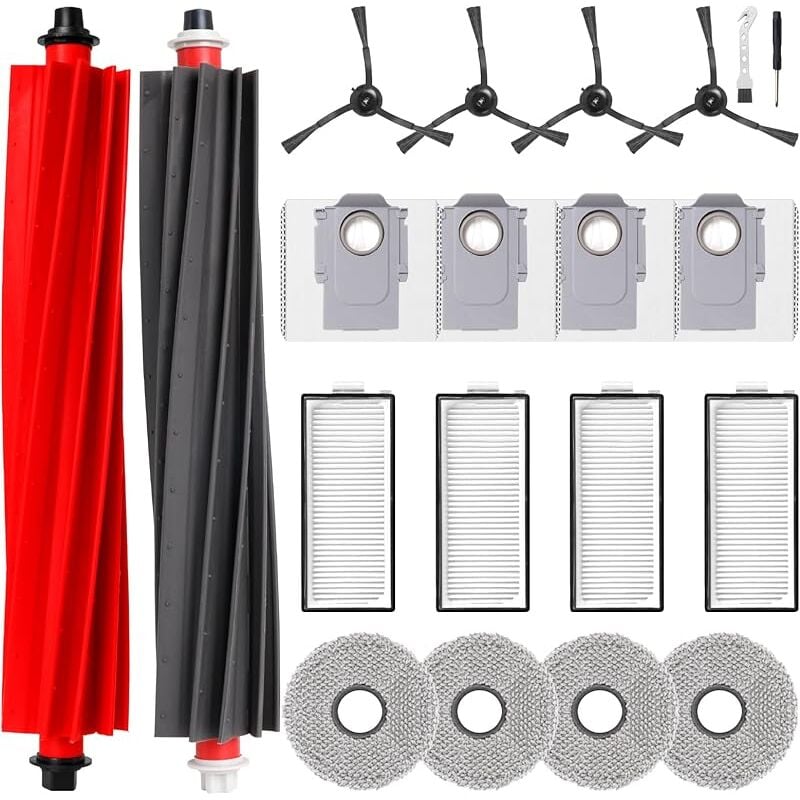 Forehill - Kit accessoires pour aspirateur robot Roborock Qrevo Master/Qrevo Slim, 2 brosse principale, 4 filtres hepa, 4 Chiffons, 4 sacs à