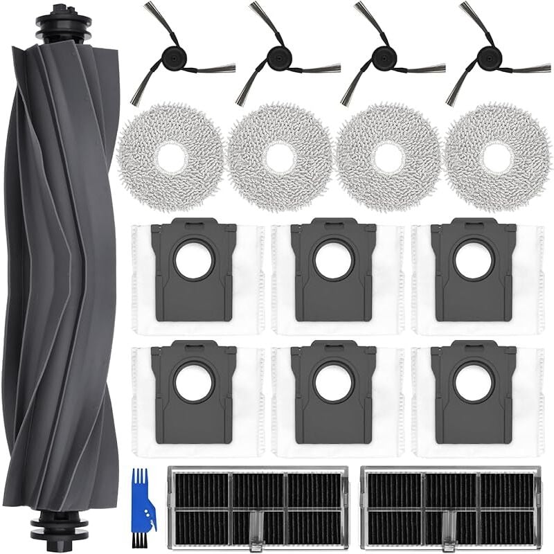 Kit accessoires pour dreame X40 Ultra Complete / L40 Ultra, 4 serpillères, 6 sacs à poussière, 1 brosse principale, 4 brosses laté - Forehill
