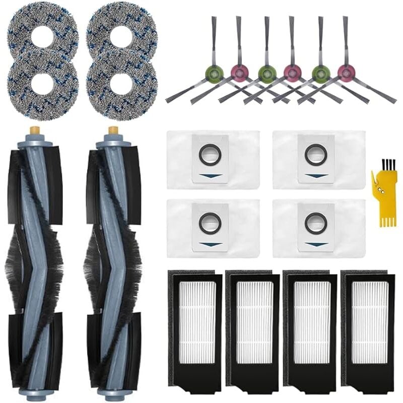 Kit accessoires pour ecovacs deebot X1e omni & X1 omni & X1 turbo & X1+ Robot Aspirateur 20 Packs Brosses Roulantes, - Forehill