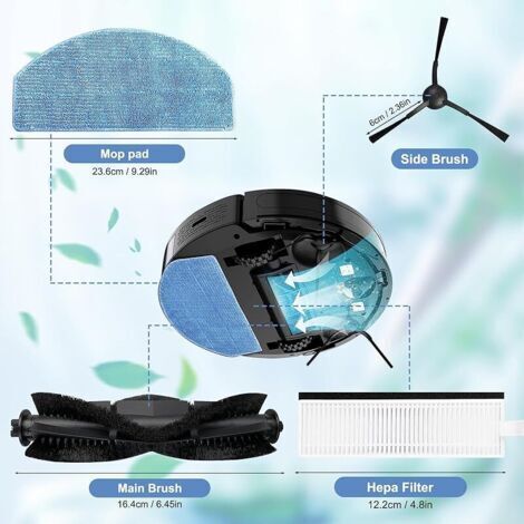 FOREHILL Kit accessoires pour Honiture G20 / G20 Pro, pour Tikom G8000 / G8000 Pro, pour Laresar Evol 3 pièces de Rechange pour aspirateur