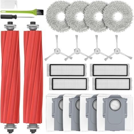 FOREHILL Kit accessoires pour Roborock Q Revo, Pièces de Rechange avec 2 Brosse Principale, 4 Chiffons de Vadrouille, 4 Sacs à Poussière, 4