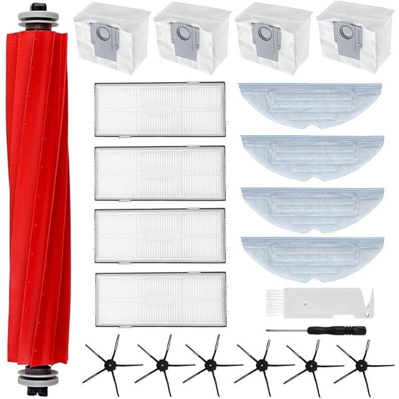 Forehill - Kit accessoires pour Roborock S7 S7+ S7 Plus S7 laxV S7 Pro S7 laxy Ultra/ g10s Pro, 1 brosse principale, 4 chiffons de nettoyage