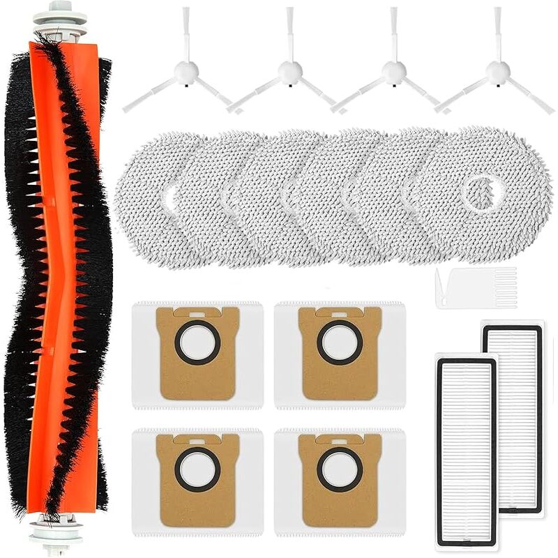 Kit accessoires pour robot aspirateur Saprdii X20+, 1 brosse à rouleau, 4 sacs à poussière, 6 lingettes, 2 filtres, 4 brosses laté - Forehill
