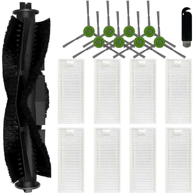Kit de 18 brosses latérales principales pour aspirateur robot Aonus S8, 1 brosse à rouleau principale, 8 filtres hepa, 8 brosses l - Forehill