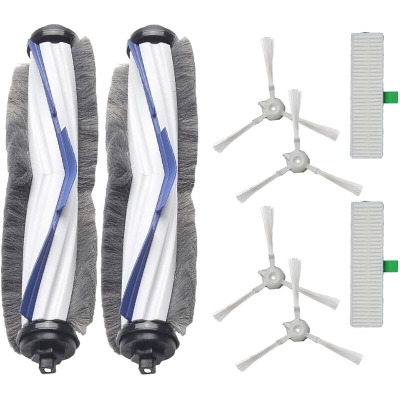Kit de 8 brosses latérales principales pour aspirateur robot Explorer 60 RR7427 RR7447, 2 brosses à rouleau principales, 2 filtres - Forehill
