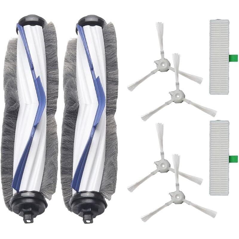 Kit de 8 brosses latérales principales pour aspirateur robot Explorer 60 RR7427 RR7447, 2 brosses à rouleau principales, 2 filtres - Forehill