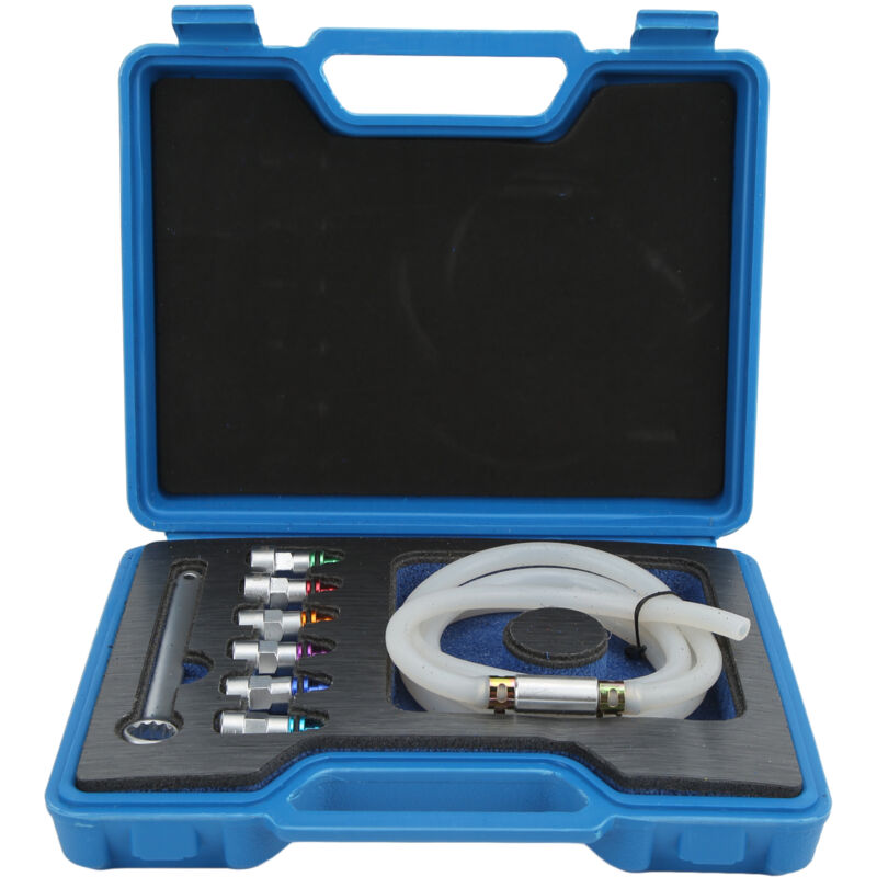 Forehill - Kit de clé de purge de frein en métal et caoutchouc 7-12 mm 6 adaptateurs 1 tuyau de vidange universel pour voiture suv camion léger moto