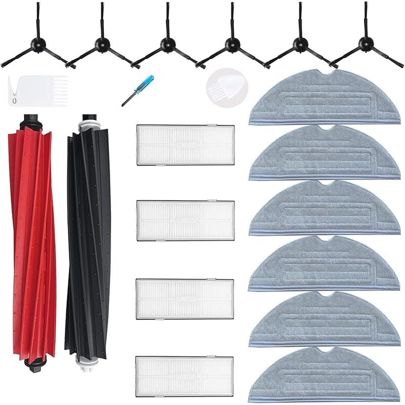 FOREHILL Kit de Remplacement pour Roborock S8 S8 Plus S8 Pro Ultra Aspirateur Robot,4 filtres,6 Chiffons de vadrouille,6 brosses latérales