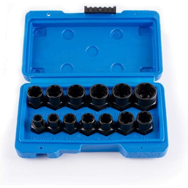 Kit d'extraction d'écrous Extracteur d'écrou Douille d'extraction de vis 6–19 mm, jeu d'extracteurs 13 pièces - Forehill