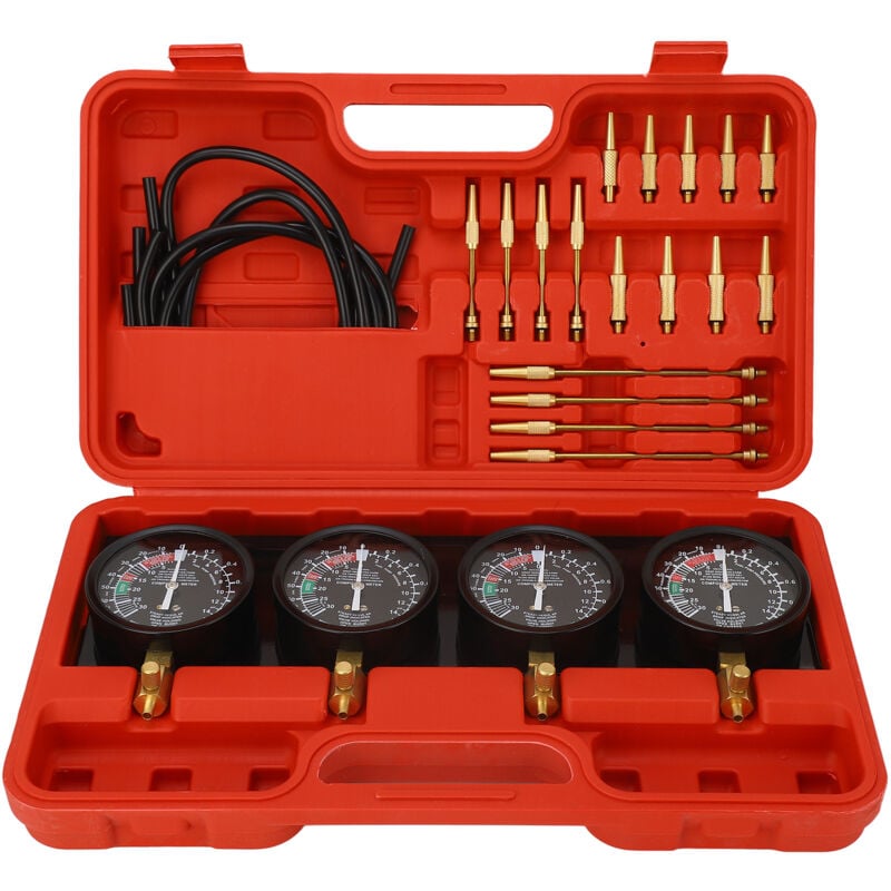Forehill - Kit d'outils de jauge de synchronisation de carburateur à vide avec 4 tuyaux en caoutchouc pour moto à 4 cylindres