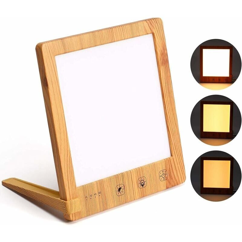 Lampe de photothérapie à grain de bois sad lampe de luminothérapie solaire bionique à panneau led + type-c - Forehill