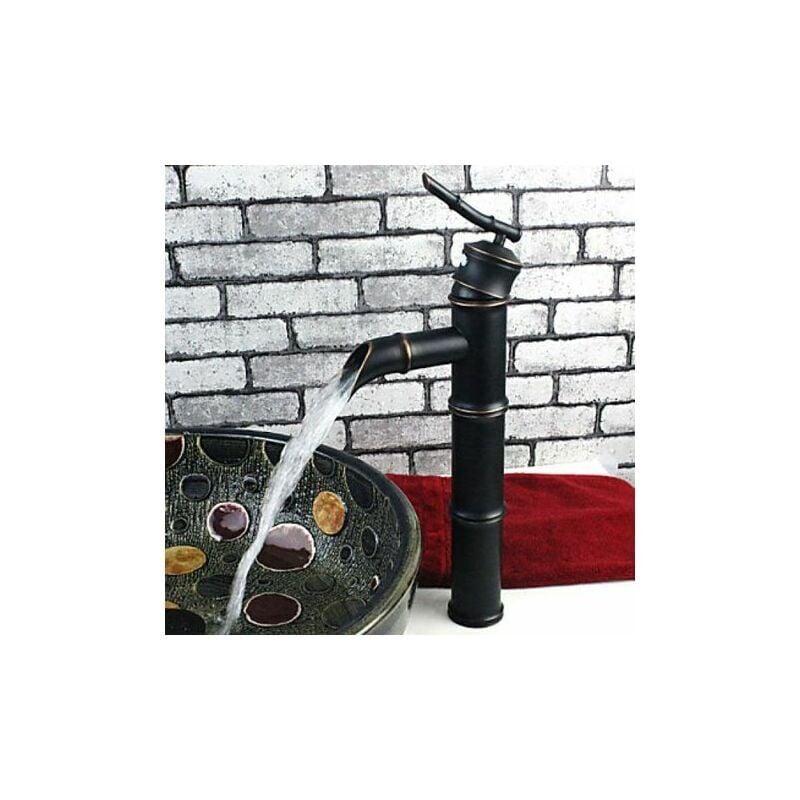 Forehill - Lavabo de robinet en bambou tout en cuivre antique (trois sections noires)