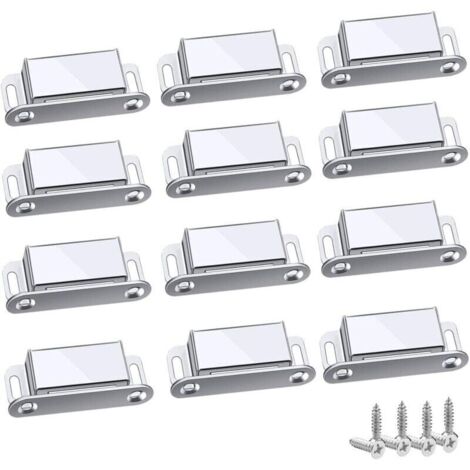 FOREHILL Loquet Magnetique, 12 Pièces Aimants loqueteaux magnétiques Placard Aimant Puissant Robuste Jusqu'à 6kg, Pour Tiroirs Porte de Douche Aimanté Armoire Placard, Cabinet, Meubles (45mm-12pc)