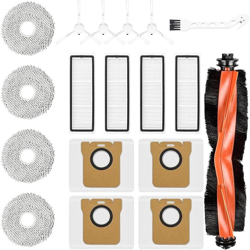 Lot de 18 accessoires pour robot aspirateur Xiaomi Robot Vacuum X20+/X20 Plus u2013 1 brosse principale, 4 sacs à poussière, 4 bro - Forehill