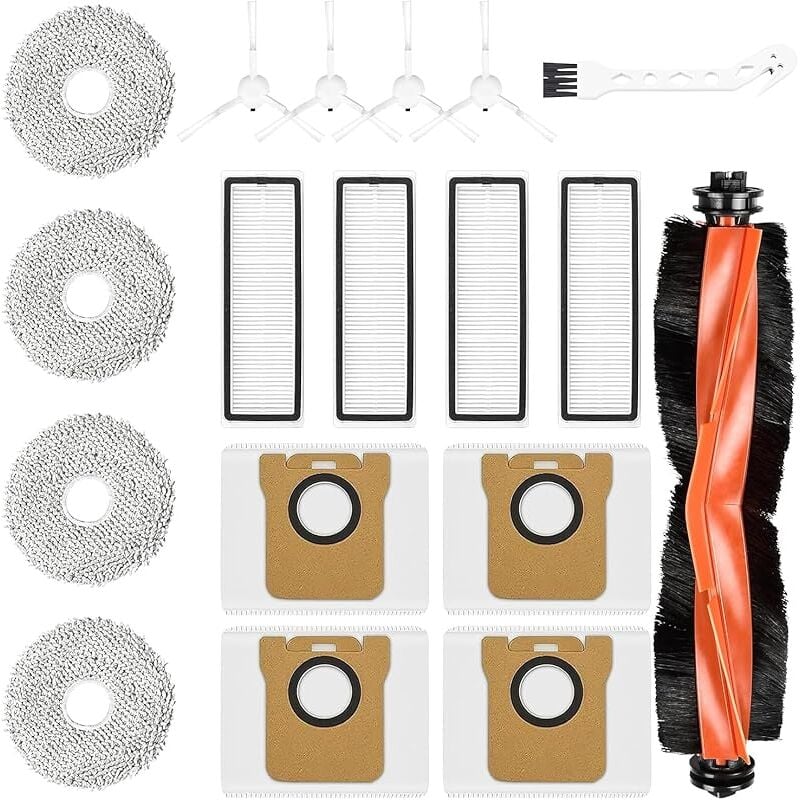 Lot de 18 accessoires pour robot aspirateur Xiaomi Robot Vacuum X20+/X20 Plus u2013 1 brosse principale, 4 sacs à poussière, 4 bro - Forehill