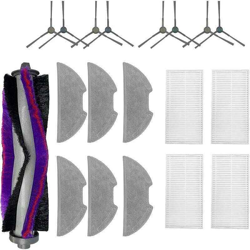 Forehill - Lot de 19 accessoires pour aspirateur robot Eureka E10S, 1 brosse principale, 8 brosses latérales, 4 filtres, 6 lingettes