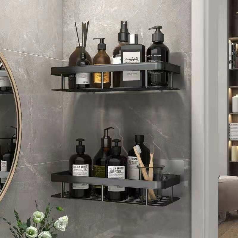 Lot de 2 Etagere Douche sans Percage, Etagere Murale Salle de Bain Aluminium , Support Douche Auto-AdhéSif, Douche pour Salle de Bain/Cuisine/Chambre