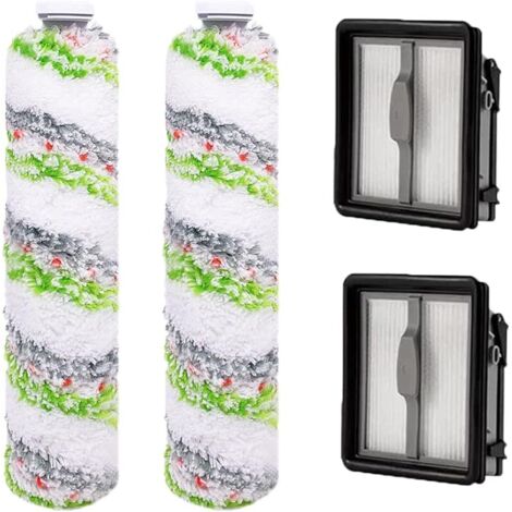 FOREHILL Lot de 2 filtres de rechange et 2 rouleaux de brosse multifonction pour animal domestique Bissell Crosswave 3 en 1 pour aspirateur Bissell CrossWave 1866 1785 2052 1713