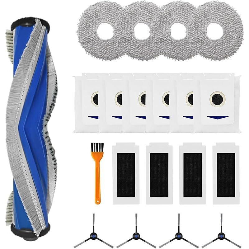 Lot de 20 Accessoires pour Ecovacs Deebot T30 Pro Omni / T30 Omni / T30 Max Aspirateur Robot, 1 Brosse Principale, 4 Brosses Latér - Forehill