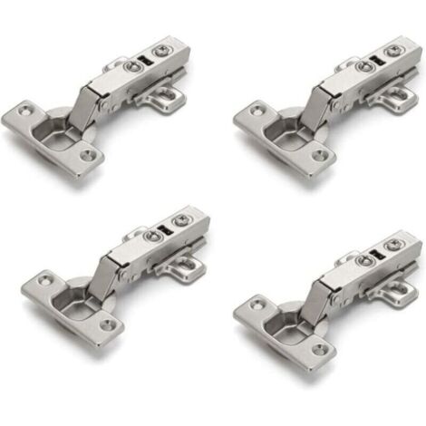 FOREHILL Lot de 4 charnières pour porte de placard, porte meuble, angle plié, fermeture lente, pas de fente nécessaire, facile à installer