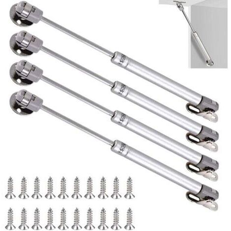 Forehill – Lot de 4 vérins à gaz 150N – Longueur 270mm – Acier laminé et plastique ABS – Pour portes en bois et meubles TV – Installation sécurisée