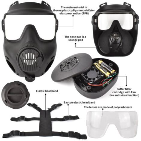 Forehill – M50 Vollgesichtsmaske – CBRN-Schutz – Doppelfilter mit Filterpatronen – Breites Visier für optimale Sicht