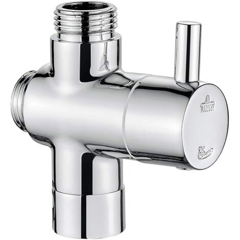 FOREHILL M92202 Robinet du2019arrêt 3 voies G1/2, Vanne inverseur douche en laiton chromé, Entrée 1/2 et 2 sorties G1/2, Adaptateur universel pour douchette à main et tête fixe, 1u20135 Bar pression d