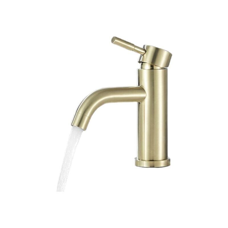 Mitigeur de lavabo Robinet de lavabo eau chaude et froide Mitigeur lavabo or brossé-A1 - Forehill