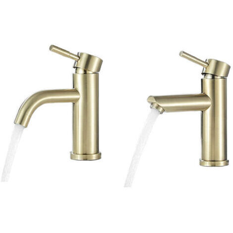 FOREHILL Mitigeur de lavabo Robinet de lavabo eau chaude et froide Mitigeur lavabo or brossé-A1