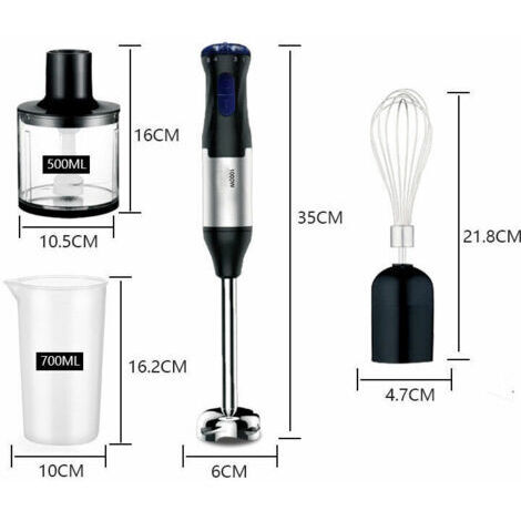 Forehill – Mixeur plongeant 1000W 5 vitesses réglables – Moteur en cuivre – Lame inox pour broyage de glace – Design ergonomique