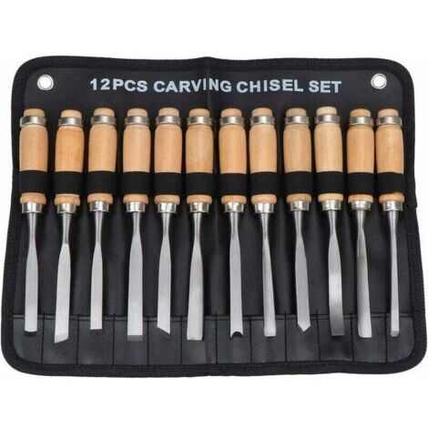 FOREHILL Outils de charpentier Ciseau à bois Ciseau à découper Ensemble de 12 pièces