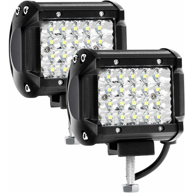 Phare de Travail LED 12V 300W 4 pouces 72W Projecteur LED Voiture 12v Etanche IP67 Spot Flood Feux Antibrouillard LED 27,000lm Feux de Travail pour
