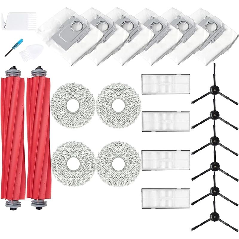 FOREHILL Pièces de rechange compatibles avec Roborock Q Revo, 2 brosses principales, 4 filtres, 6 brosses latérales, 4 serpillères, 6 sacs