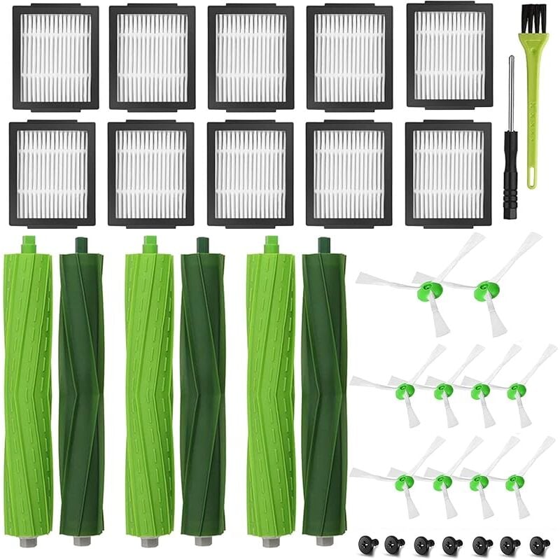 Forehill - Pièces de Rechange pour iRobot i7 i7+ i3 i3+ i4 i4+ i6 i6+ i8 i8+ j7 E5 E6 E7, Accessoires pour Roomba 3 Paire de Brosses Princip