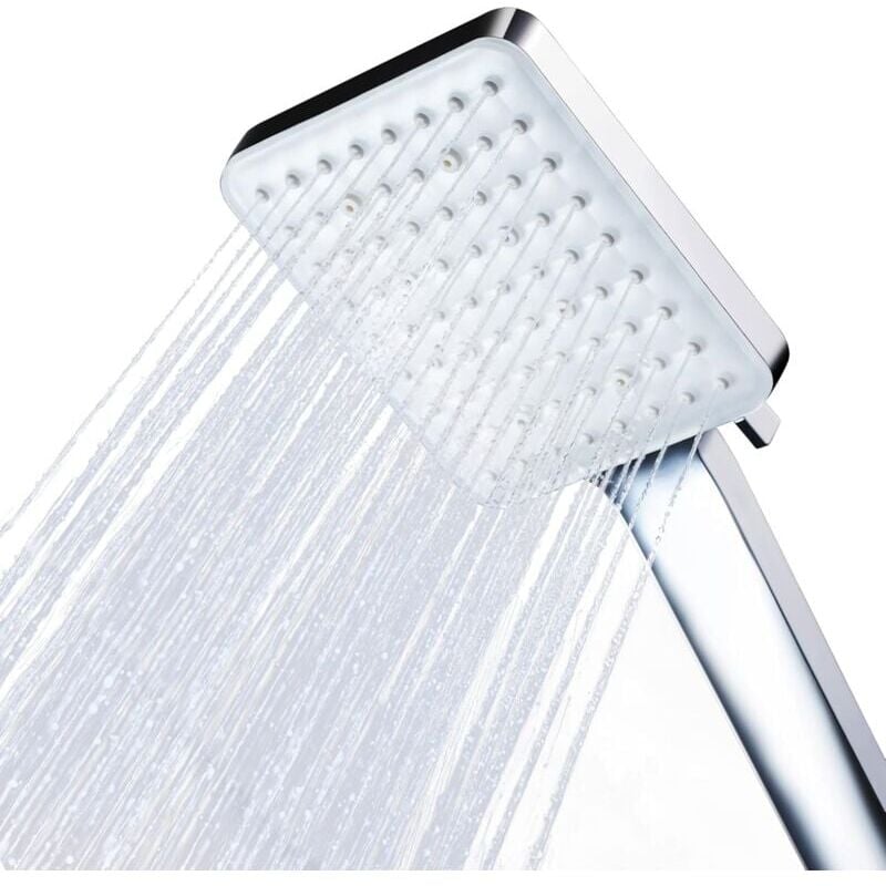 Forehill - Pommeau de Douche, Pommeau Douche Haute Pression Carré Pomme de Douche Puissante de Remplacement Réglable Universelle, 6 Modes, Chromés