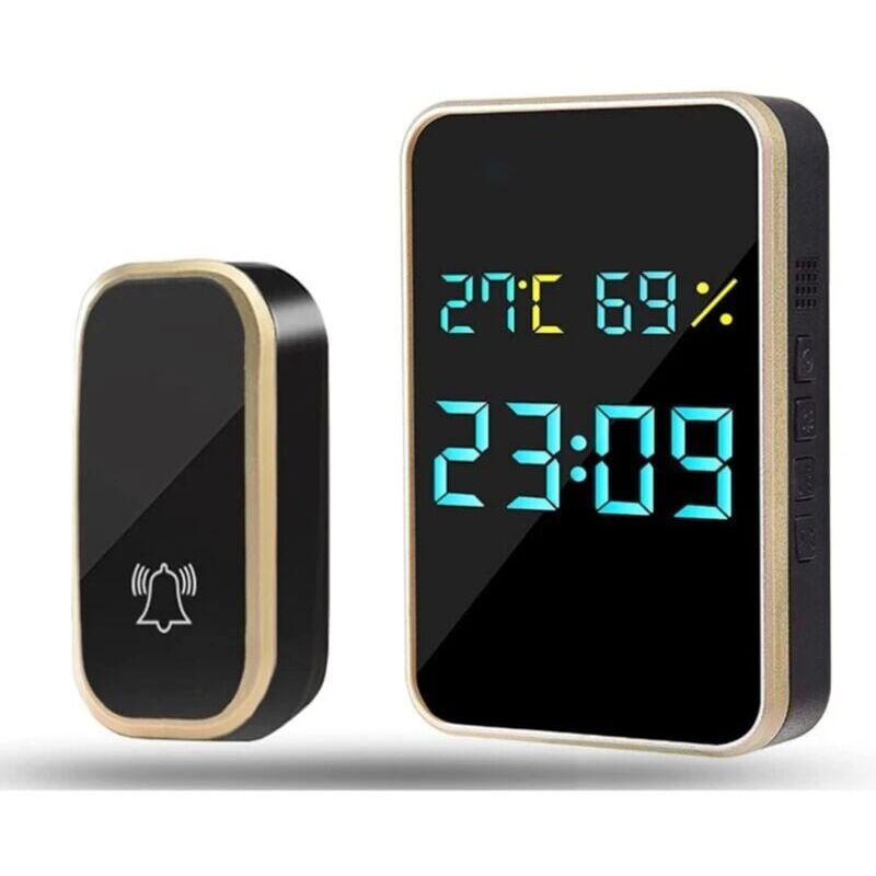 Forehill - Sonnette Sans Fil, Pas Besoin de Pilesz IP45 Sonnette de Porte Étanche Kit de Carillon Electronique , 38 Mélodies au 4 Niveau de Volume