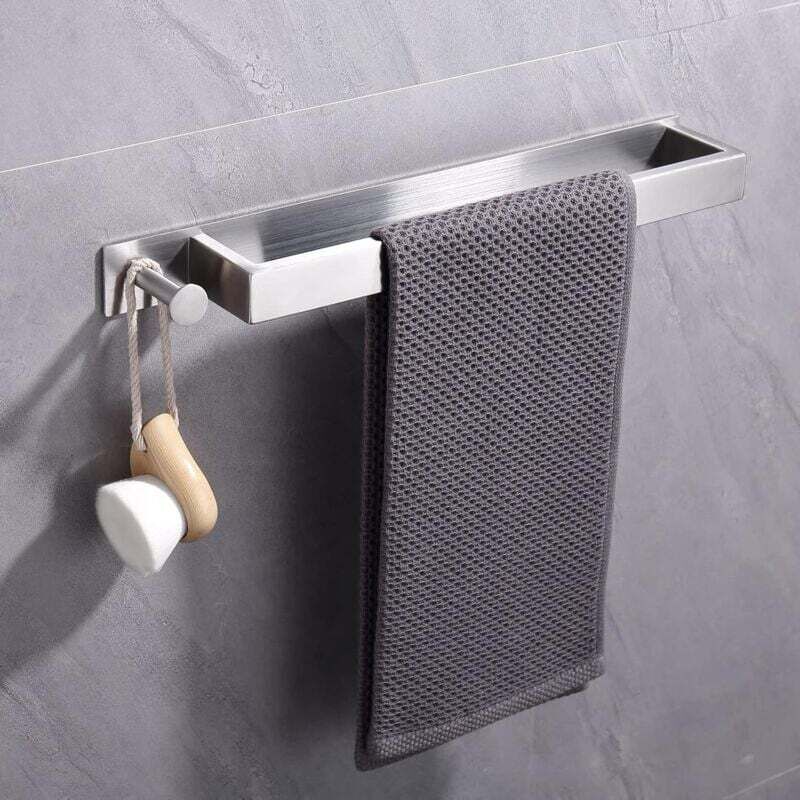 Porte-Serviettes en Acier Inoxydable,Porte Serviette d'invités Auto-adhésif sans perage,Porte-Serviettes de Bain adhésif avec Crochets pour Salle de
