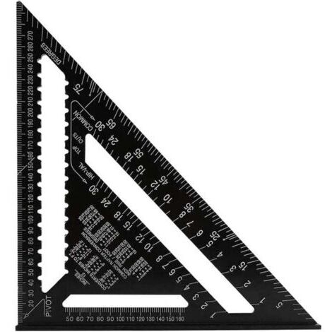 FOREHILL Promotion Équerre Triangle Metrique Professionnel, 30cm/300mm Équerre de Charpentier Haute Précision, Règle d'angle Menuiserie en Alliage d'aluminium Outil de Mesure Bois Speed Square Noir